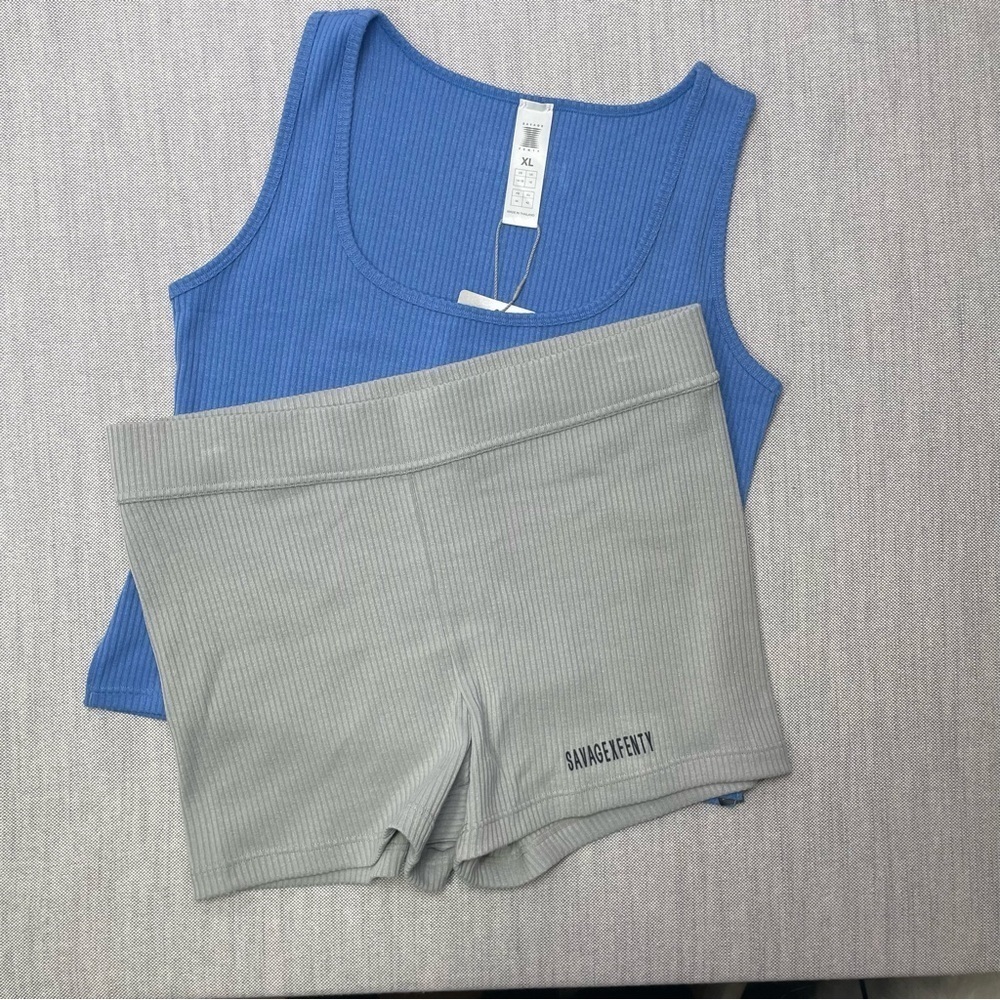 Savage x Fenty Essential Heavy Rib Square Neck Tank and Booty Shorts Set NWT - Picture 6 of 16